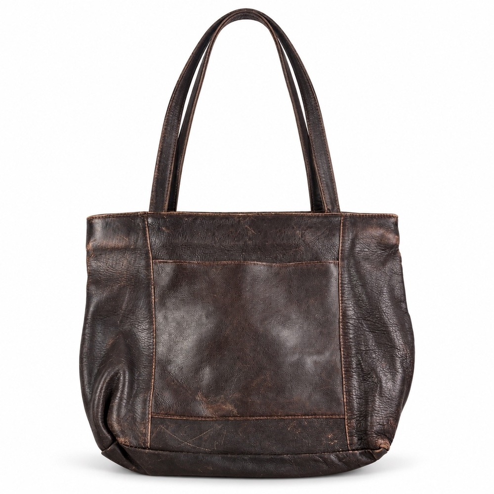 Wilson's Leather Vintage Y2K Distressed Brown Genuine Leather Tote Bag Purse